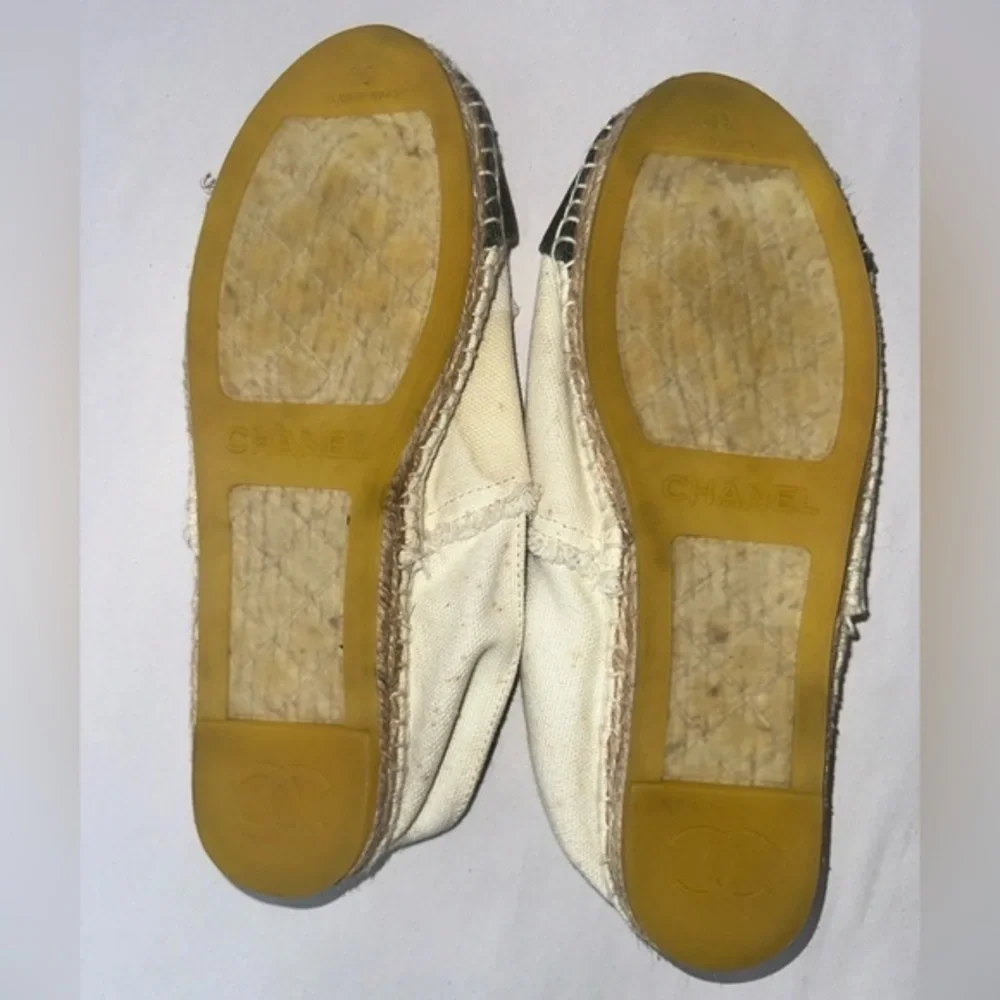 Used channel‎ tan CLOTH ESPADRILLES size 8